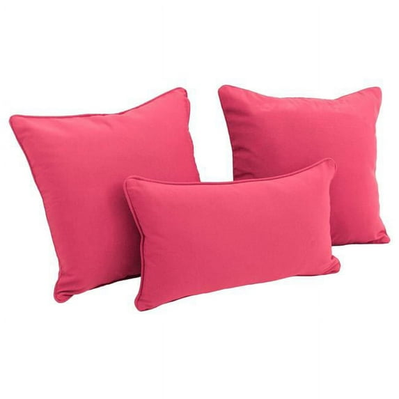 Blazing Needles 9817-CD-S3-TW-PK Double-Corded Solid Twill Throw Pillows with Inserts, Hot Pink - Set of 3