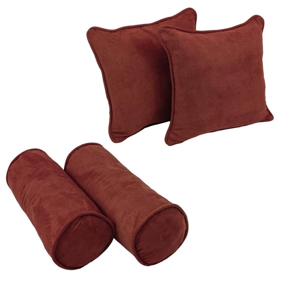 Blazing Needles Double-corded Solid Microsuede Throw Pillows with Inserts (Set of 4) 9818-CD-S4-MS-RW