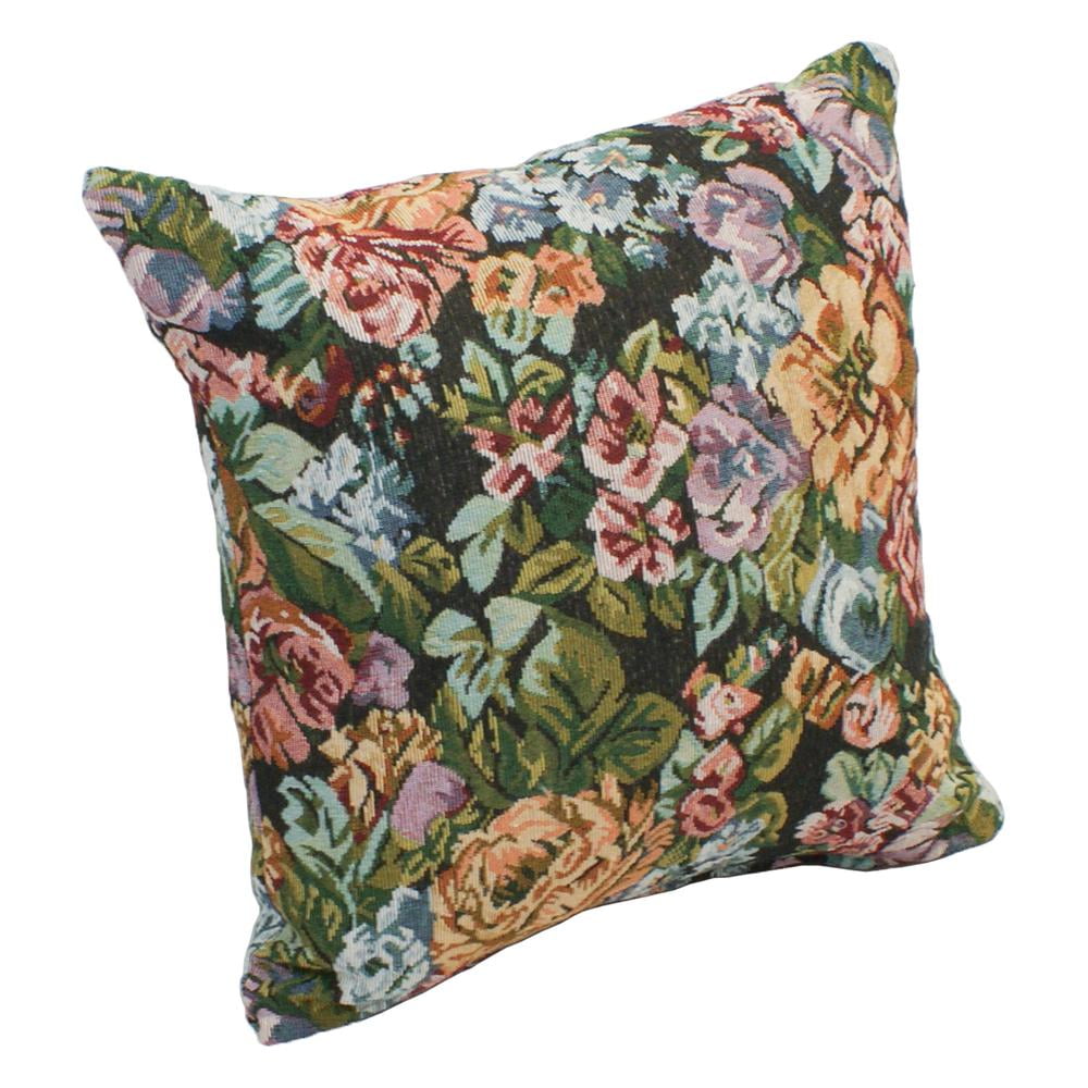 17-Inch Multicolor Floral Tapestry Indoor Throw Pillow