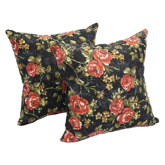 Blazing Needles Midnight Rose 17-inch Accent Throw Pillow (Set of 2)