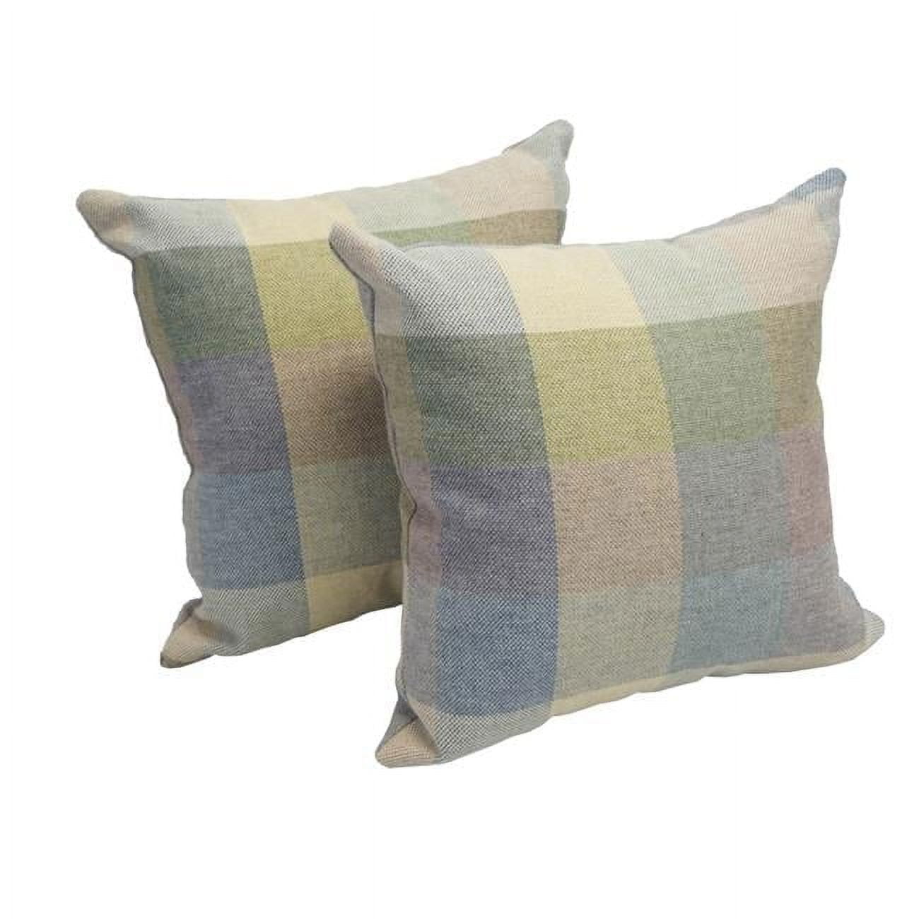 Vintage Plaid Cotton Blend Reversible Throw Pillow Set