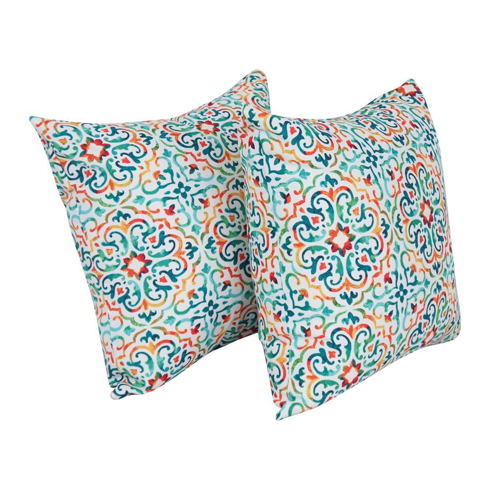 Blazing Needles Square Outdoor Throw Pillow, 17", Reina Opal 2 Count
