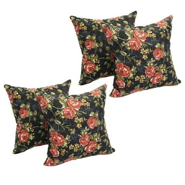 Blazing Needles 9910-S4-ID-006 17 in. Jacquard Throw Pillows with Inserts, Midnight Rose - Set of 4