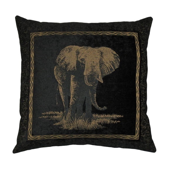 25-inch Premium Chenille Elephant Pillow 9940-CH-EL-BK