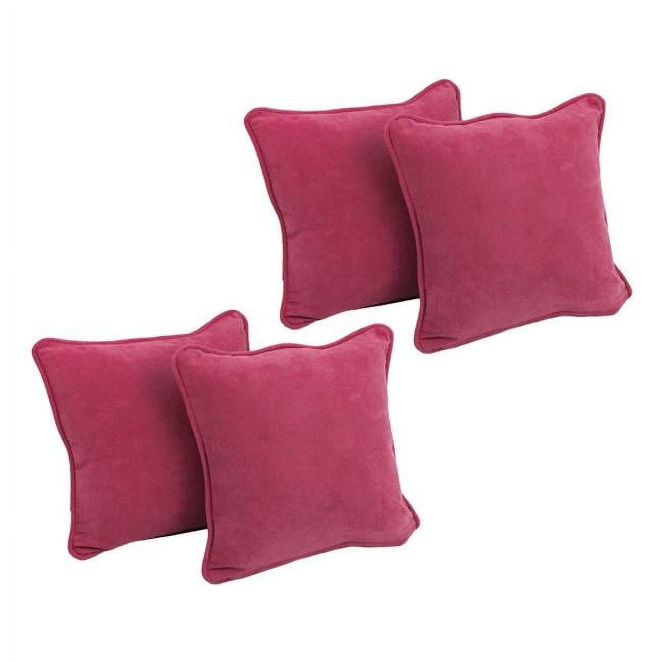 Bery Berry Microsuede Double-Corded Square Throw Pillows, Set of 4