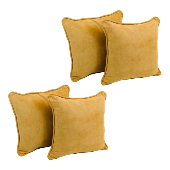 18-inch Double-corded Solid Microsuede Square Throw Pillows with Inserts (Set of 4) 9810-CD-S4-MS-LM