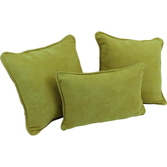Blazing Needles Corded Microsuede Throw Pillow Set, Mojito Lime 3 Count