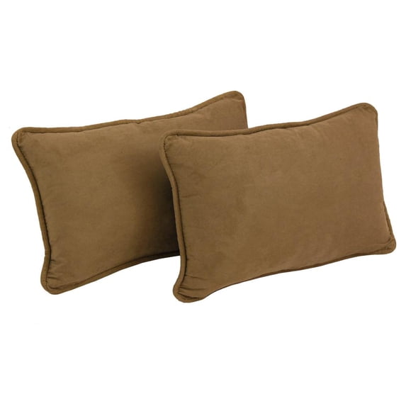 20-inch by 12-inch Double-corded Solid Microsuede Back Support Pillows with Inserts (Set of 2) 9811-CD-S2-MS-SB