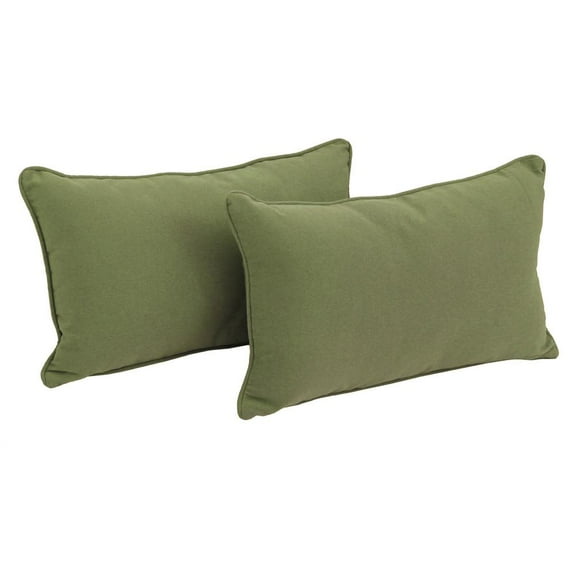 Blazing Needles 20-inch by 12-inch Double-corded Solid Twill Back Support Pillows with Inserts (Set of 2), Sage