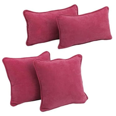 Blazing Needles 9819-CD-S4-MS-BB Double-Corded Solid Microsuede Throw Pillows with Inserts, Bery Berry - Set of 4