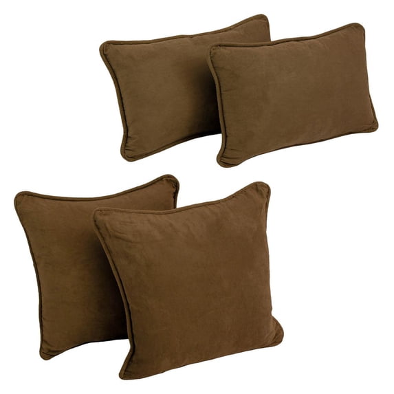 Double-corded Solid Microsuede Throw Pillows with Inserts (Set of 4) 9819-CD-S4-MS-CH