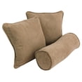 thumbnail image 1 of Blazing Needles Double-corded Solid Microsuede Throw Pillows with Inserts (Set of 3) Java, 1 of 2