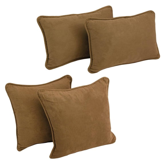 Double-corded Solid Microsuede Throw Pillows with Inserts (Set of 4) 9819-CD-S4-MS-SB