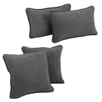 Blazing Needles 9819-CD-S4-MS-GY Double-Corded Solid Microsuede Throw Pillows with Inserts, Steel Grey - Set of 4