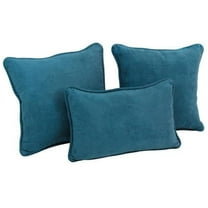 Blazing Needles 9817-CD-S3-MS-TL Double-Corded Solid Microsuede Throw Pillows with Inserts, Teal - Set of 3