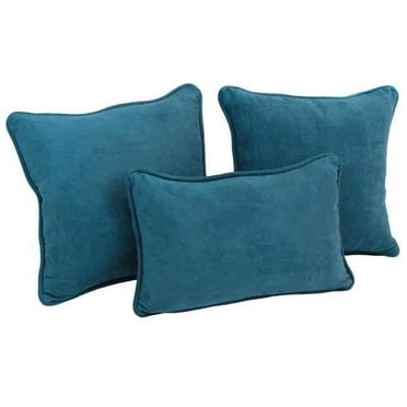 Blazing Needles 9817-CD-S3-MS-TL Double-Corded Solid Microsuede Throw Pillows with Inserts, Teal - Set of 3