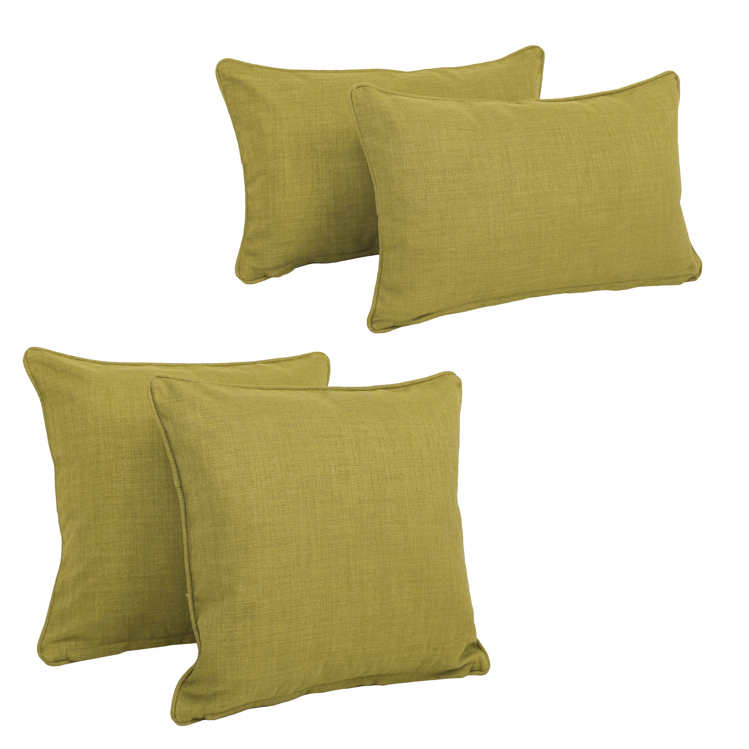 Blazing Needles Double Corded Solid Outdoor Spun Polyester Throw Pillows with Inserts Set Set of 4 Avocado