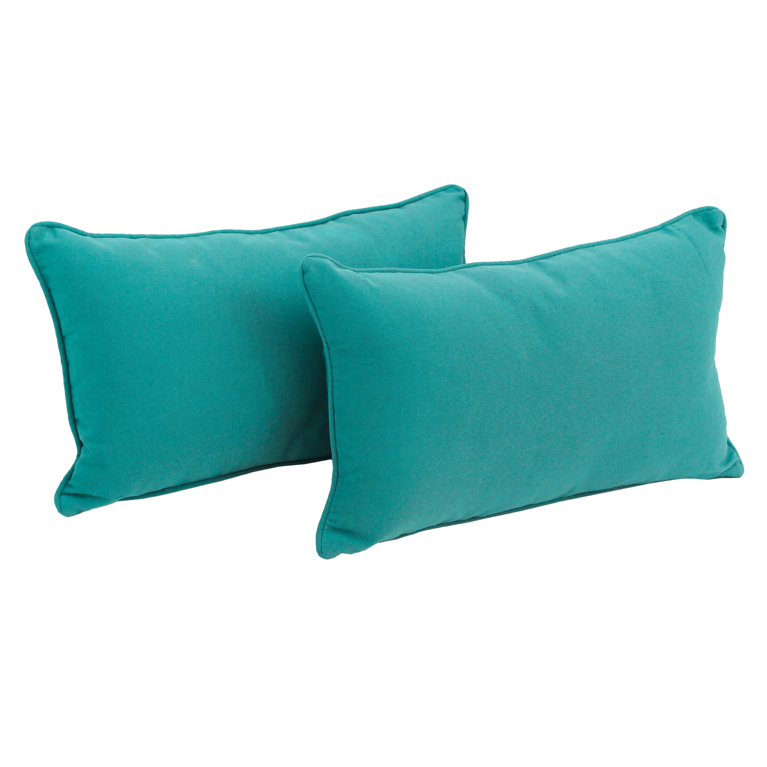 Aqua Blue Twill Back Support Rectangular Pillows Set of 2