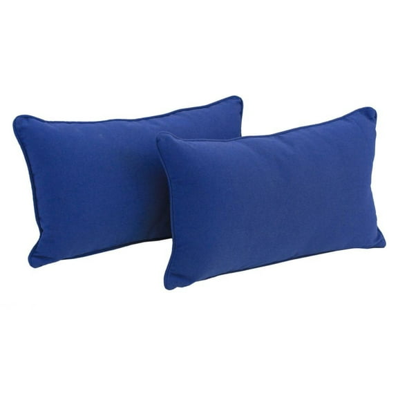 20-inch by 12-inch Double-corded Solid Twill Back Support Pillows with Inserts (Set of 2), Royal Blue