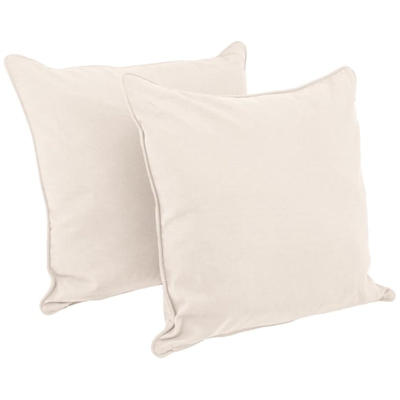 25-inch Double-corded Solid Twill Square Floor Pillows with Inserts (Set of 2), Natural