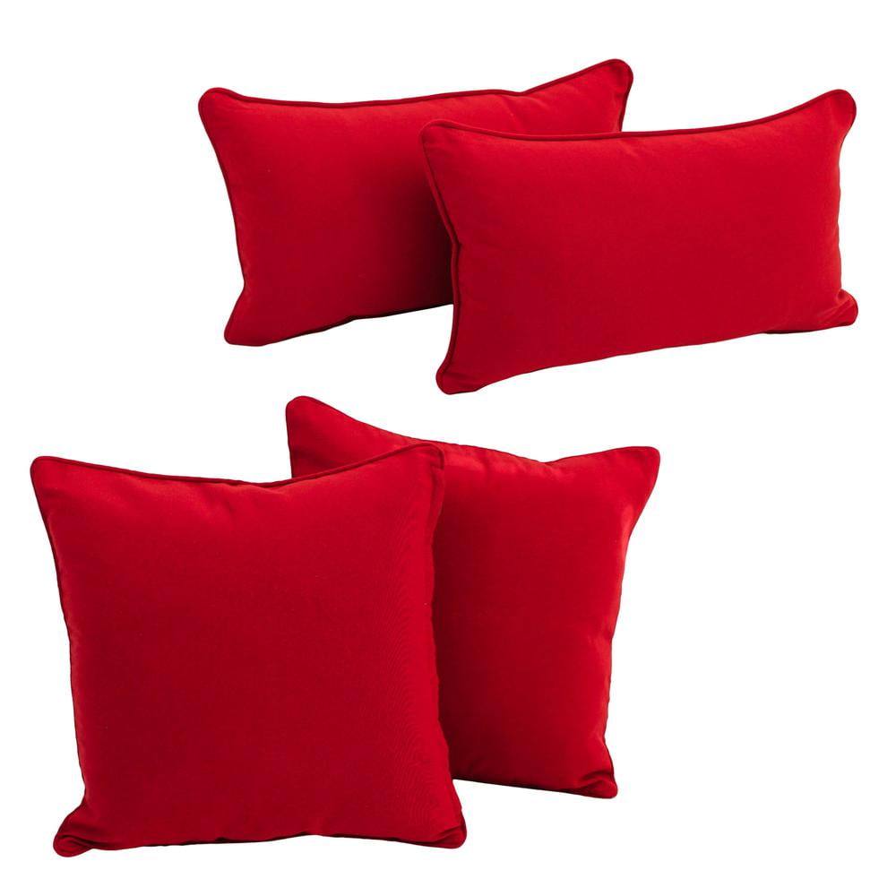 Red Cotton Blend Rectangular and Square Throw Pillow Set