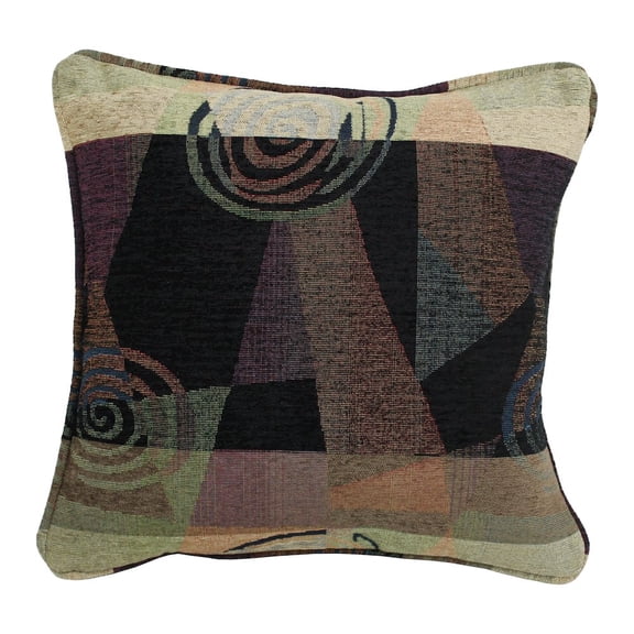 Blazing Needles Double-Corded Square Patterned Jacquard Chenille Throw Pillow with Insert, 18", Dark Side of The Moon