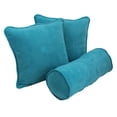 thumbnail image 1 of Double-corded Solid Microsuede Throw Pillows with Inserts (Set of 3) - Aqua Blue, 1 of 2