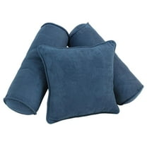 Blazing Needles Double-corded Solid Microsuede Throw Pillows with Inserts (Set of 3), Indigo