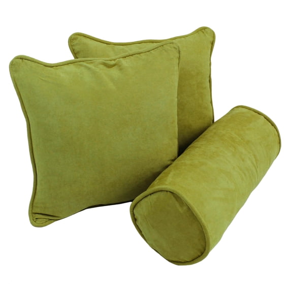 Double-corded Solid Microsuede Throw Pillows with Inserts (Set of 3) - Mojito Lime
