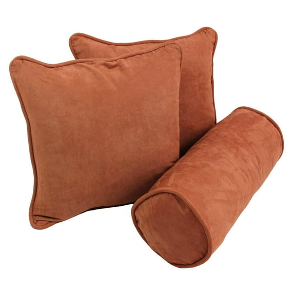 Blazing Needles Double-corded Solid Microsuede Throw Pillows with Inserts (Set of 3) Spice