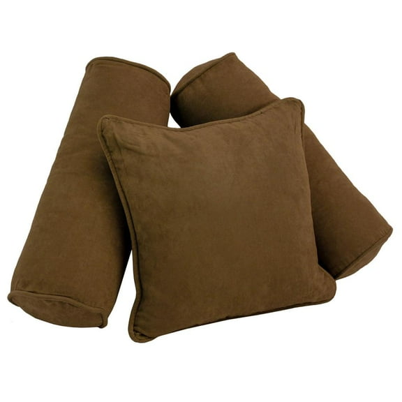 Double-corded Solid Microsuede Throw Pillows with Inserts (Set of 3), Chocolate