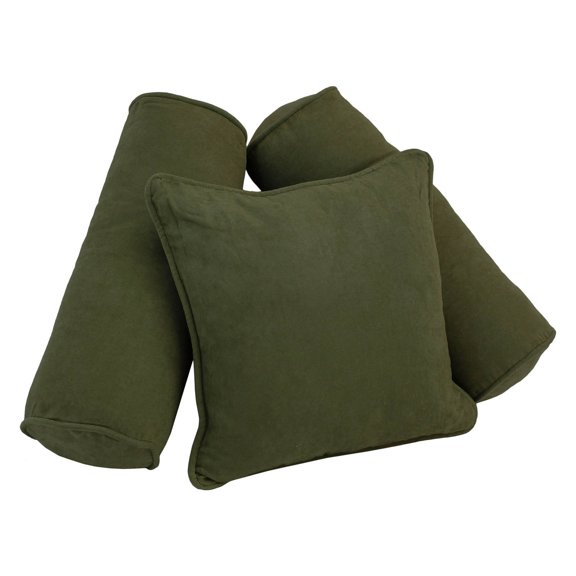 Blazing Needles Double-corded Solid Microsuede Throw Pillows with Inserts (Set of 3)