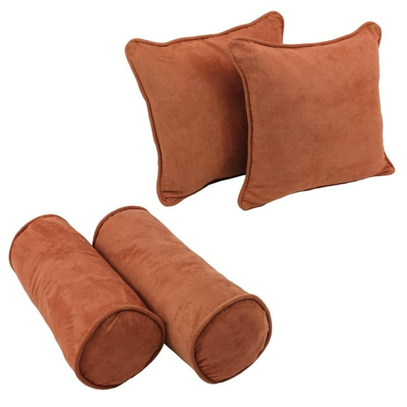 Double-corded Solid Microsuede Throw Pillows with Inserts (Set of 4) 9818-CD-S4-MS-SP