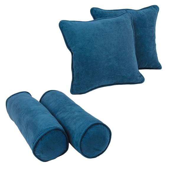Blazing Needles Double-corded Solid Microsuede Throw Pillows with Inserts (Set of 4)