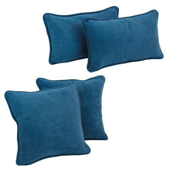 Blazing Needles Double-corded Solid Microsuede Throw Pillows with Inserts (Set of 4)