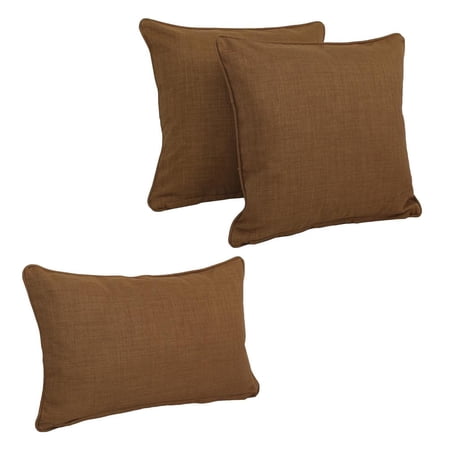 Blazing Needles Indoor/Outdoor Spun Polyester Throw Pillows (Set of 3) - Mocha