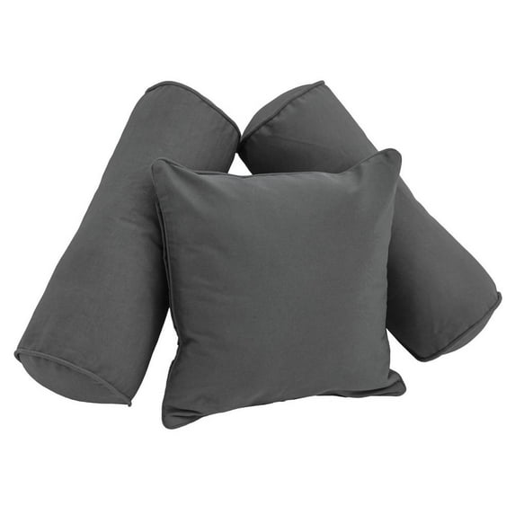 Blazing Needles Double-corded Solid Twill Throw Pillows with Inserts (Set of 3) 9816-CD-S3-TW-GY