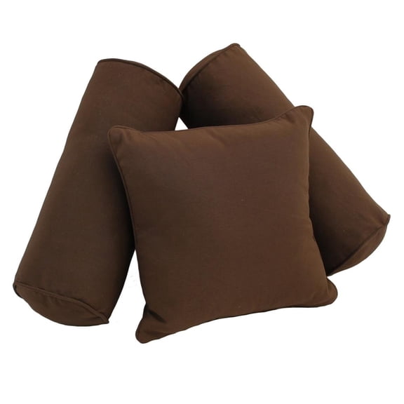 Double-corded Solid Twill Throw Pillows with Inserts (Set of 3) - Chocolate