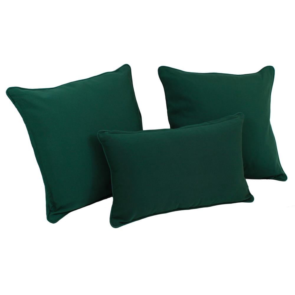 Forest Green Cotton Blend Double-Corded Throw Pillows Set