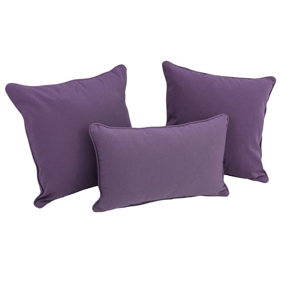 Double-corded Solid Twill Throw Pillows with Inserts (Set of 3) - Grape