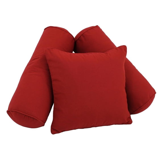 Double-corded Solid Twill Throw Pillows with Inserts (Set of 3) - Ruby Red