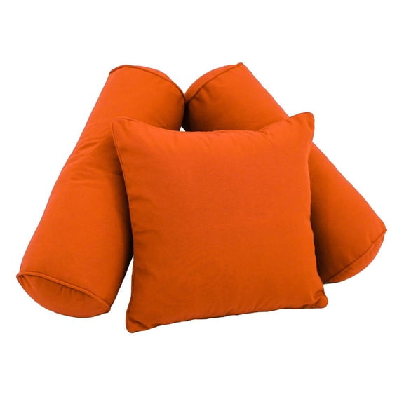 Blazing Needles Double-corded Solid Twill Throw Pillows with Inserts (Set of 3), Tangerine Dream