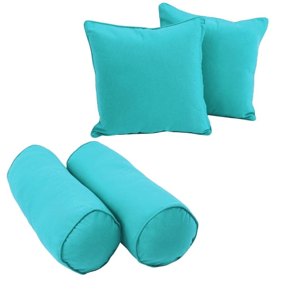 Blazing Needles Double-corded Solid Twill Throw Pillows with Inserts (Set of 4)-Style:Aqua Blue