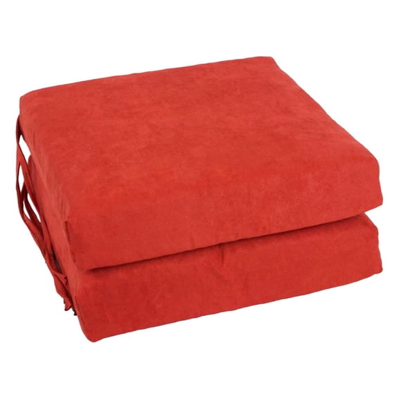 Blazing Needles 16-inch Square Solid Microsuede Chair Cushions (Set of 2) - Cardinal Red