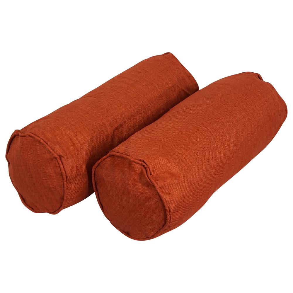 Blazing Needles Indoor/Outdoor Corded Bolster Pillow, 20" x 8", Cinnamon 2 Count