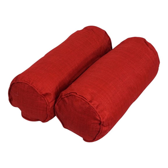 Blazing Needles Indoor/Outdoor Corded Bolster Pillow, 20" x 8", Paprika 2 Count
