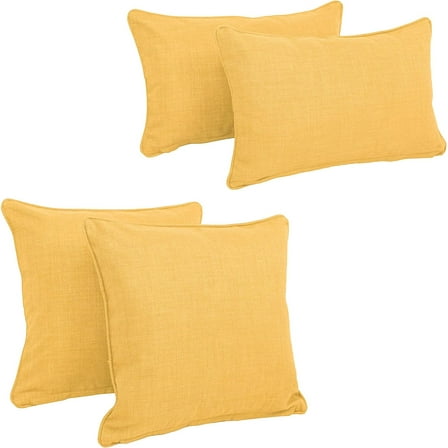 Blazing Needles Indoor/Outdoor Corded Throw Pillow Set, Lemon 4 Count