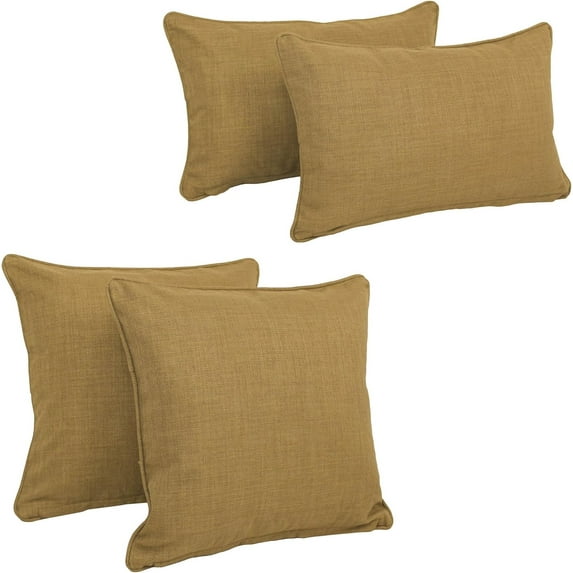 Blazing Needles Indoor/Outdoor Corded Throw Pillow Set, Wheat 4 Count