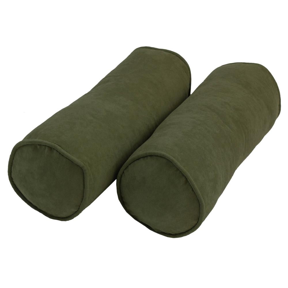 Hunter Green Microsuede Bolster Pillow Set with Inserts