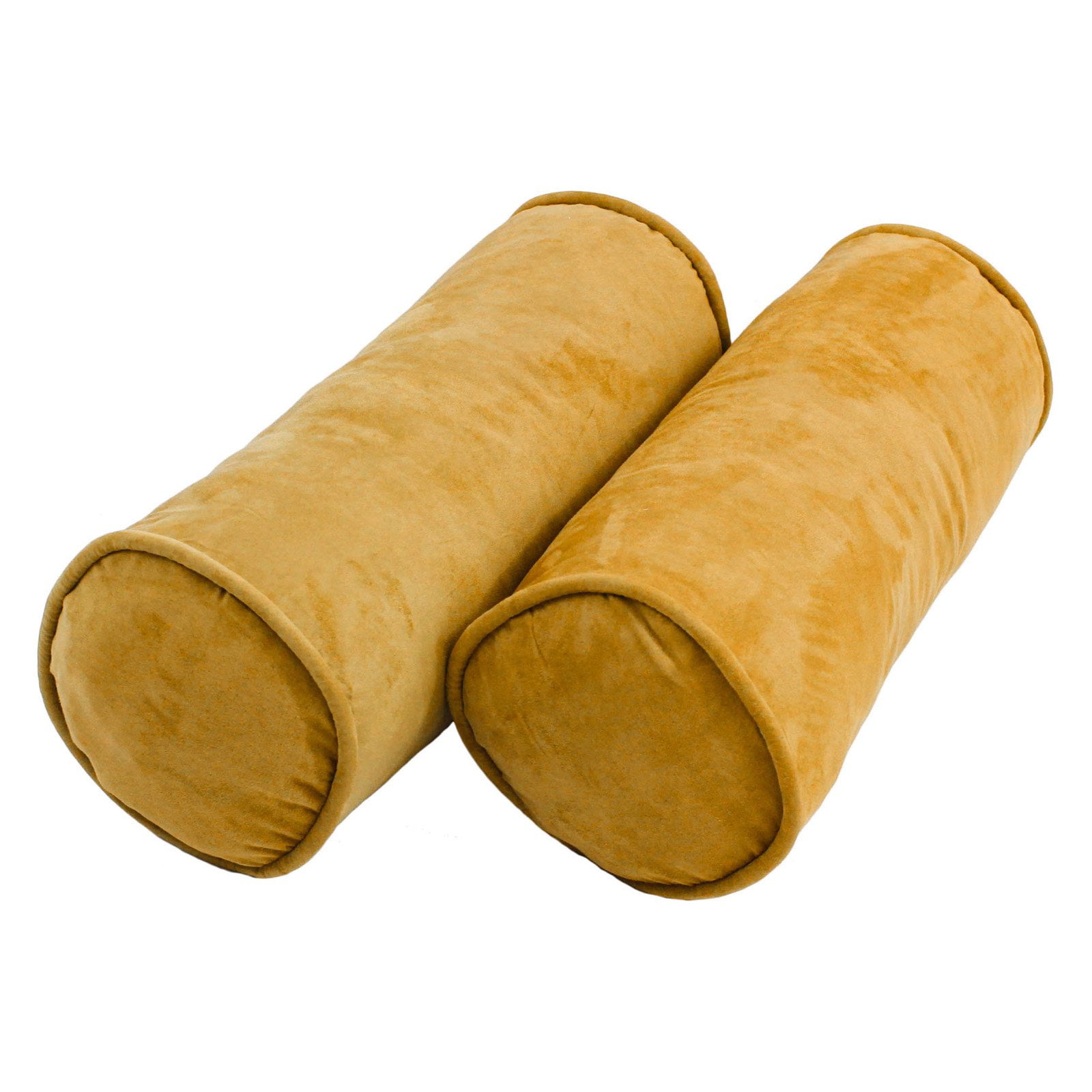 Lemon Microsuede Double-Corded Bolster Pillows, Set of 2